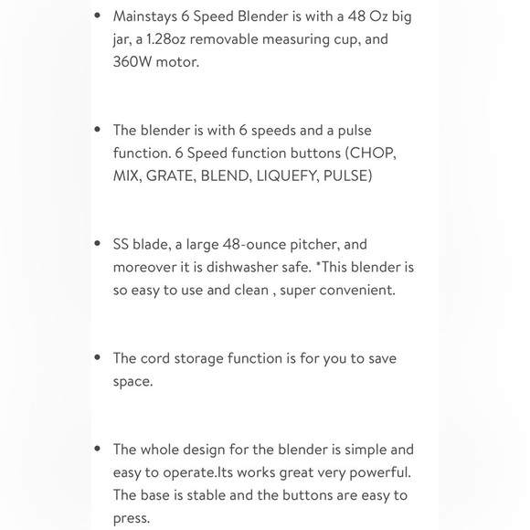 💋 New Mainstays 6 Speed Blender with 48 ounce Jar, 1.5L Jar, Soft Silver - Picture 6 of 14